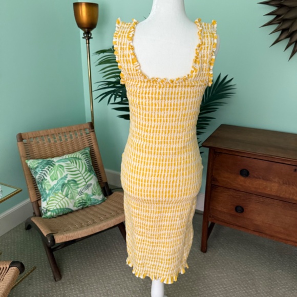 Anthropologie Akemi + Kin Smocked Yellow Sleeveless Dress with Ruffles - Picture 7 of 12